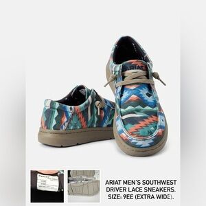 Ariat Men's Southwestern Aztec Slip-On Canvas Sneakers Size 9 EE Wide